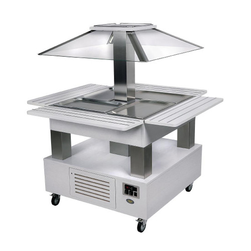 Roller Grill Chilled Salad Bar Square White Wood