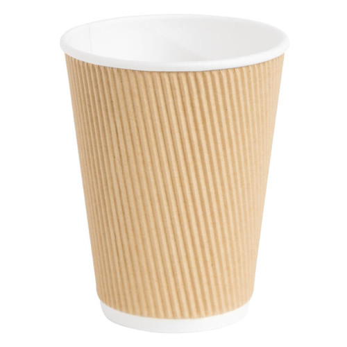 Fiesta Recyclable Coffee Cups Ripple Wall Kraft 340ml / 12oz (Pack of 25)