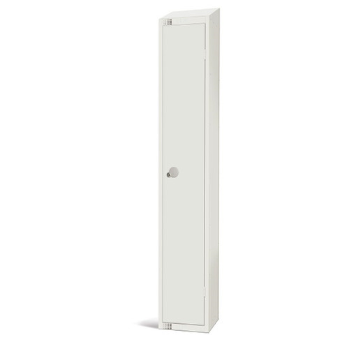 Elite Single Door Coin Return Locker with Sloping Top White