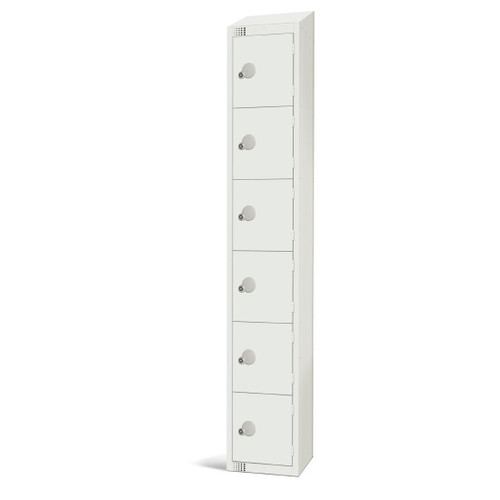 Elite Six Door Electronic Combination Locker with Sloping Top White