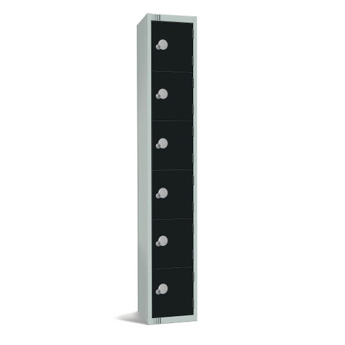 Elite Six Door Manual Combination Locker Locker Black