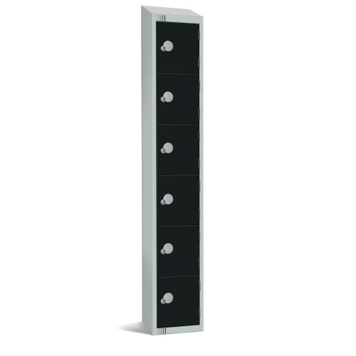 Elite Six Door Electronic Combination Locker with Sloping Top Black