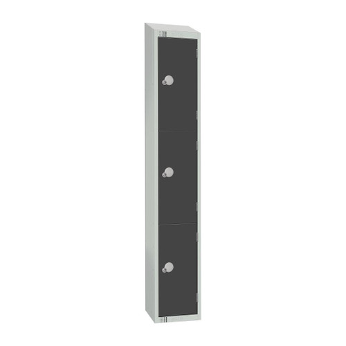 Elite Three Door Camlock Locker Graphite Grey with Sloping Top