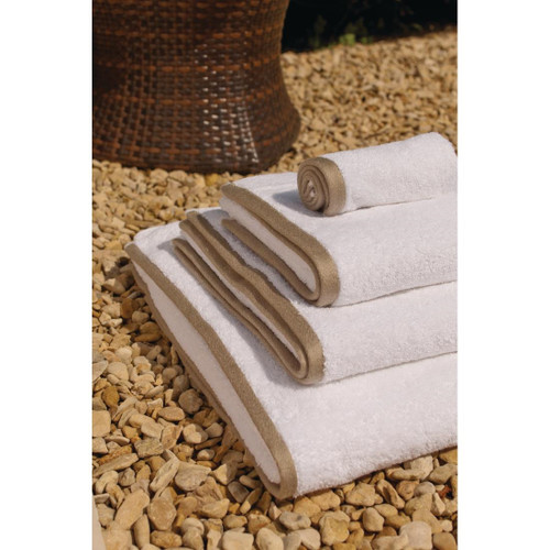Mitre Heritage Ambassador Hand Towel White with Taupe Border