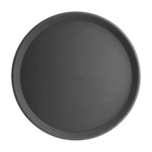 Olympia Kristallon Fibreglass Round Non-Slip Tray Black 406mm
