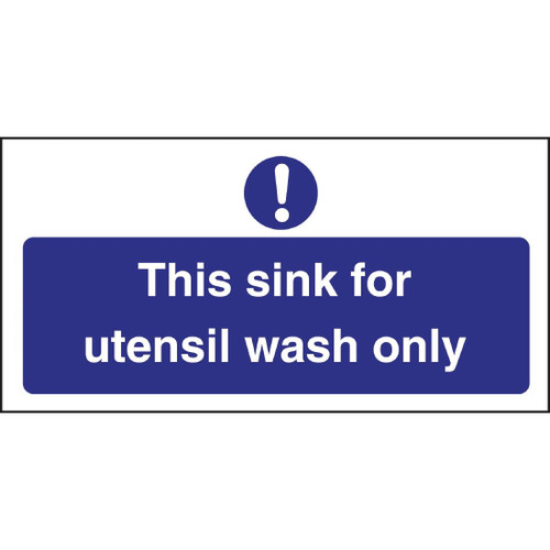 Vogue Utensil Wash Only Sign