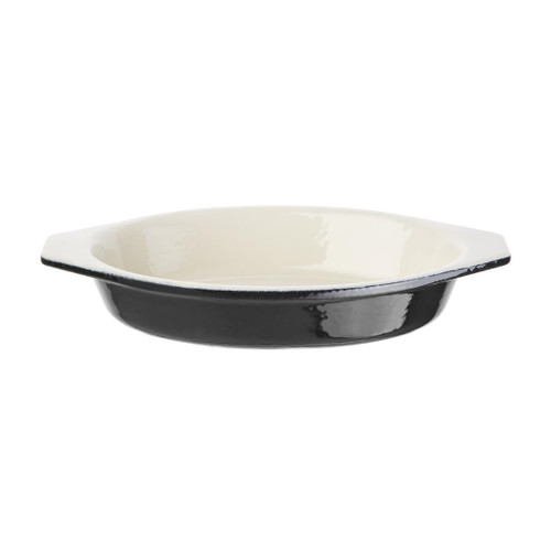 Vogue Black Cast Iron Oval Gratin Dish 650ml