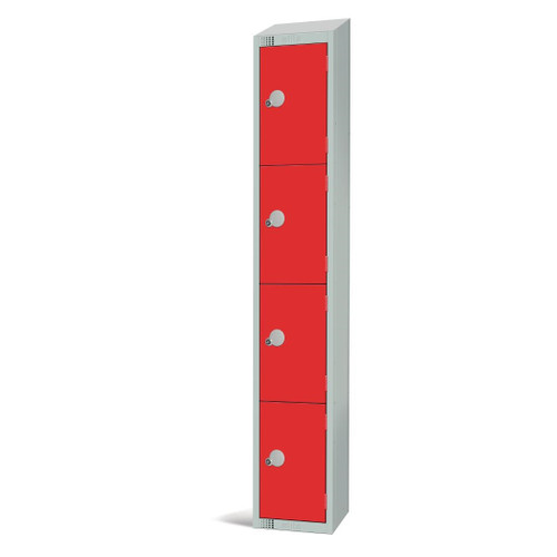 Elite Four Door Camlock Locker with Sloping Top Red