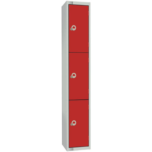 Elite Four Door Electronic Combination Locker with Sloping Top Red