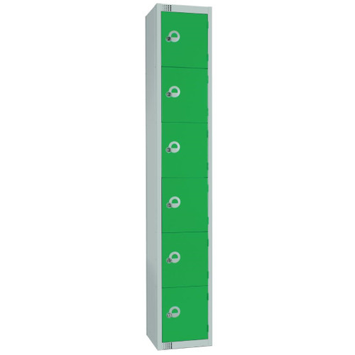 Elite Six Door Coin Return Locker Green