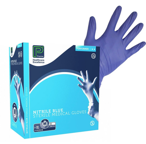 Premier Performer Sterile Nitrile Examination Gloves Blue  X–Small (Pack of 200)