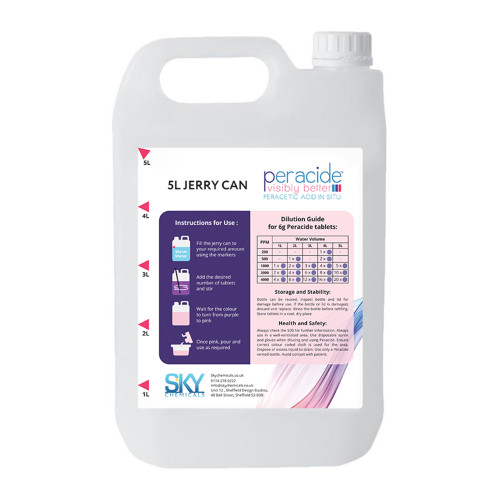 Peracide™ Dilution Bottles  5L Jerricans For Use With 6 g Tablets (Pack of 6)