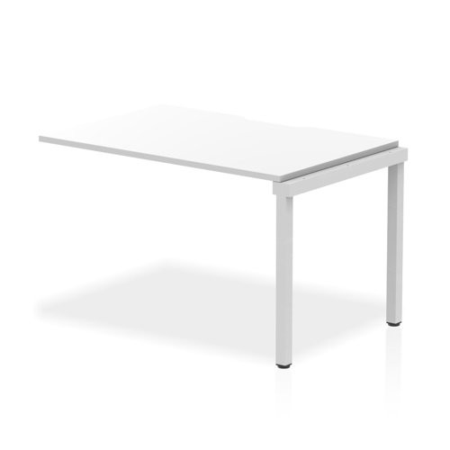 Evolve Plus 1600mm Single Row Office Bench Desk Ext Kit White Top White Frame