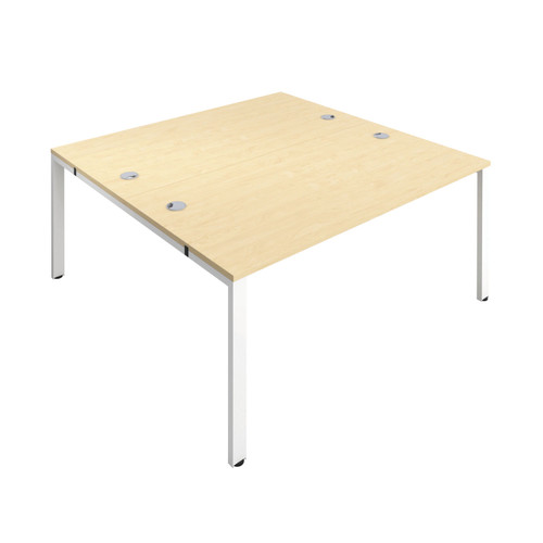 Jemini 2 Person Bench Desk 3200x1600x730mm Maple/White