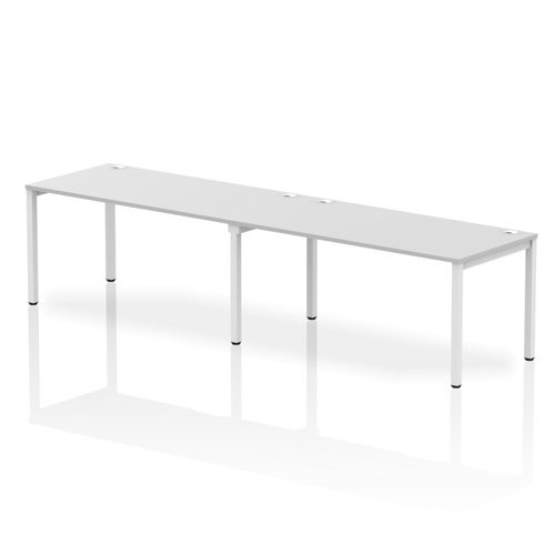Evolve Plus 1600mm Single Row 2 Person Office Bench Desk White Top White Frame