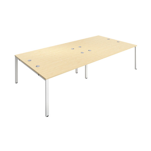 Jemini 4 Person Bench Desk 2800x1600x730mm Maple/White