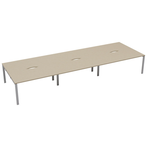 Jemini 6 Person Bench Desk 4200x1600x730mm Maple/White