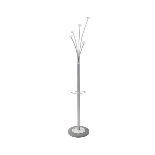 Alba Festival High Capacity Coat Stand with Umbrella Holder 350x350x1870mm Silver/White