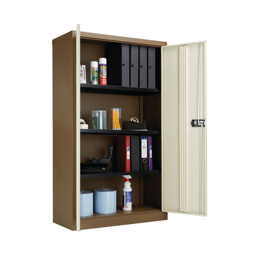 Jemini 2 Door Storage Cupboard Metal 420x960x1810mm Coffee/Cream