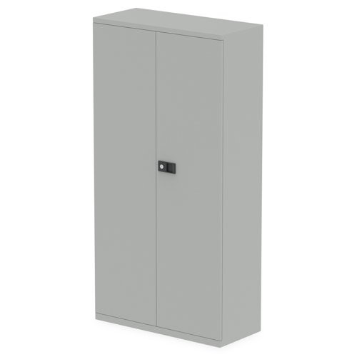Qube by Bisley Stationery 1850mm 2-Door Cupboard Goose Grey With Shelves