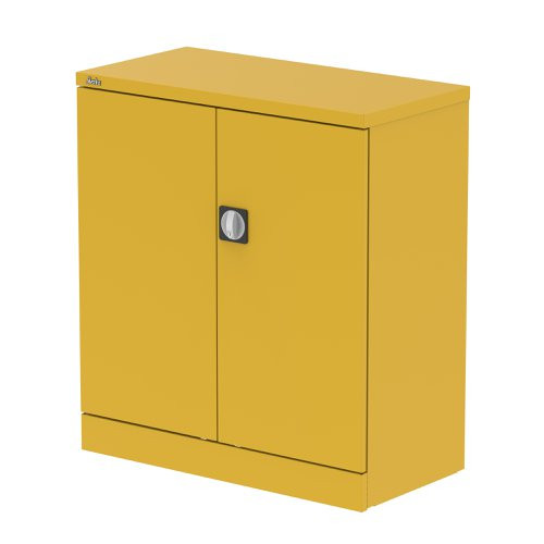 Qube 1000mm 2-Door Stationery Cupboard Lemon Yellow With Shelf