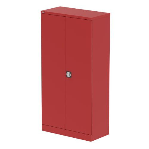 Qube 1850mm 2-Door Stationery Cupboard Red With Shelves