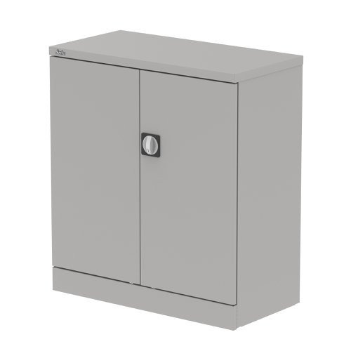 Qube 1000mm 2-Door Stationery Cupboard Goose Grey With Shelf