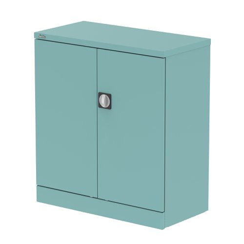 Qube 1000mm 2-Door Stationery Cupboard Pastel Turquoise With Shelf