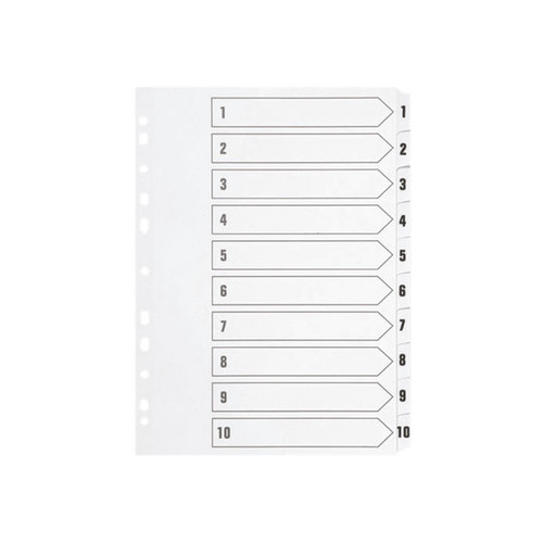 Q-Connect 1-10 Index Multi-Punched Reinforced Board Clear Tab A4 White