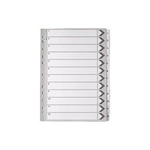 A4 White 1-12 Mylar Index Mylar Reinforced Tabs/Holes