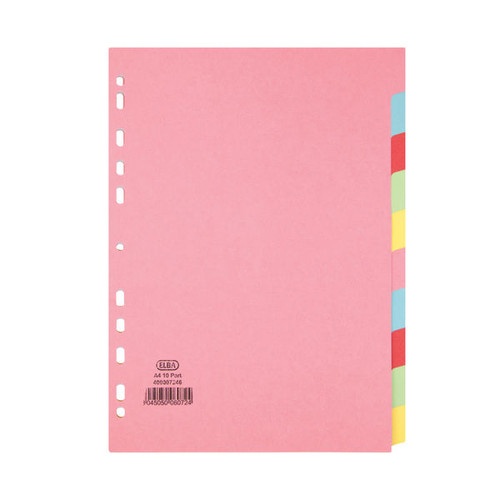 Elba-10 Part Card Divider Recycled Manilla A4 Assorted 400007246