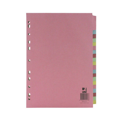 Q-Connect 20-Part Subject Divider Multi-Punched A4 (Pack of 20)