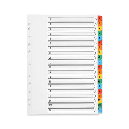 Q-Connect Index A4 Multi-Punched A-Z 20-Part Reinforced
