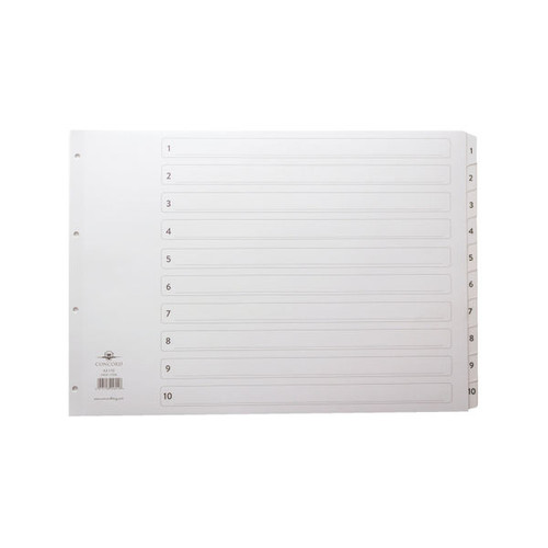 Concord Index 1-10 A3 White Board with Clear Mylar Tabs 04601/CS46 Concord Index 1-10 A3 White Board with Clear Mylar Tabs 04601/CS46