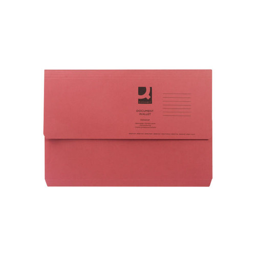Q-Connect Document Wallet Foolscap Red (Pack of 50)