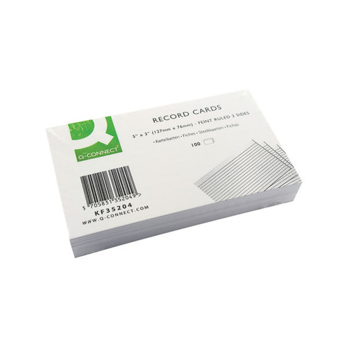 Q-Connect Record Card 127x76mm Ruled Feint White (100 Pack) Q-Connect Record Card 127x76mm Ruled Feint White (100 Pack)