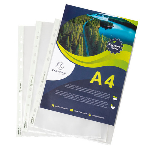 Exacompta OPAK Recycled Punched Pockets 60 micron A4 (Pack 100) 5320E