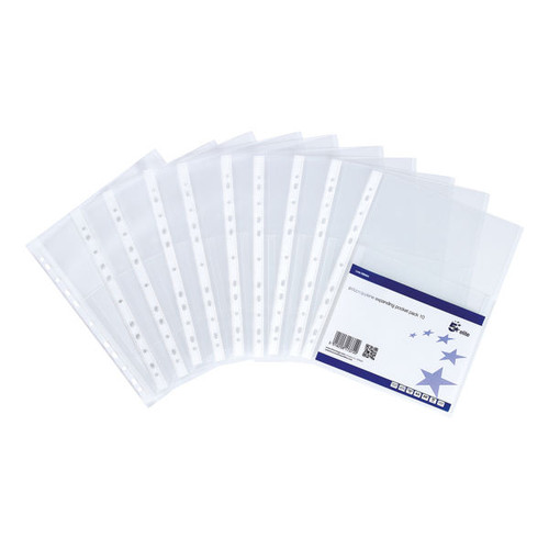5 Star Expanding Punched Pocket + Flap Polypropylene Top-opening 160 Micron A4 (Pack of 10)