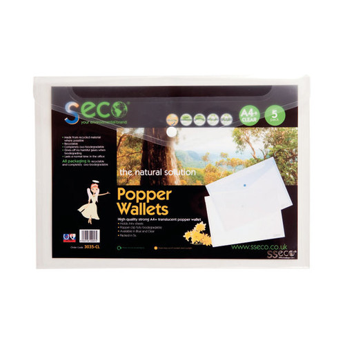 Stewart Superior Eco Biodegradable Wallet A4 Clear (5 Pack) 30085-CL Stewart Superior Eco Biodegradable Wallet A4 Clear (5 Pack) 30085-CL