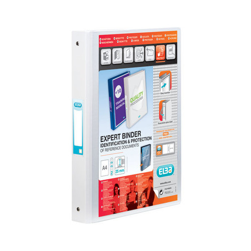 Elba Vision 25mm 2 O-Ring Presentation Binder A4 White 100080889 Elba Vision 25mm 2 O-Ring Presentation Binder A4 White 100080889