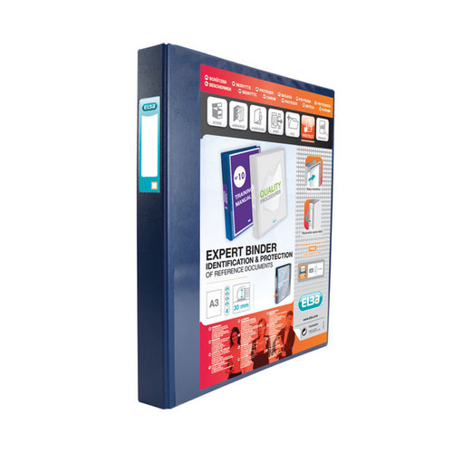 Elba Vision 30mm 4D-Ring Binder Upright A3 Blue 400009731 Elba Vision 30mm 4D-Ring Binder Upright A3 Blue 400009731