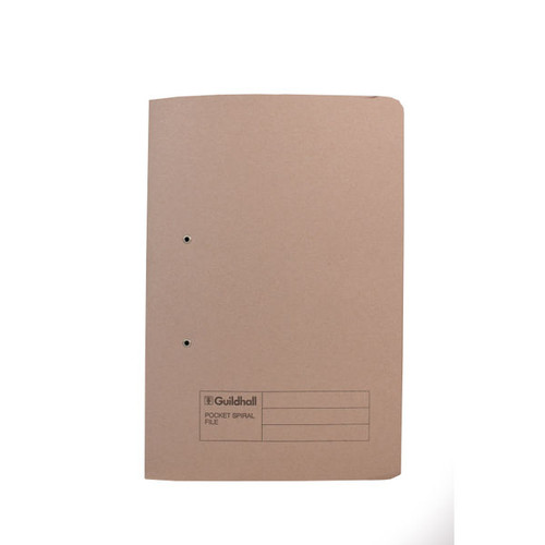 Exacompta Guildhall Pocket Spiral File 285gsm Buff (Pack of 25) 347-BUFZ