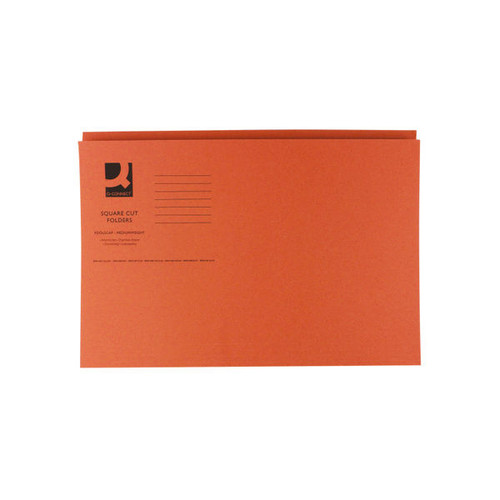 Q-Connect Square Cut Folder Mediumweight 250gsm Foolscap Orange (Pack of 100)