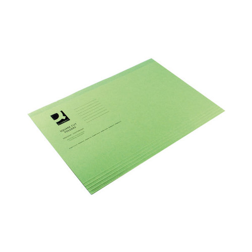 Q-Connect Square Cut Folder Lightweight 180gsm Foolscap Green (Pack of 100)