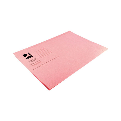 Q-Connect Square Cut Folder Lightweight 180gsm Foolscap Pink (Pack of 100)