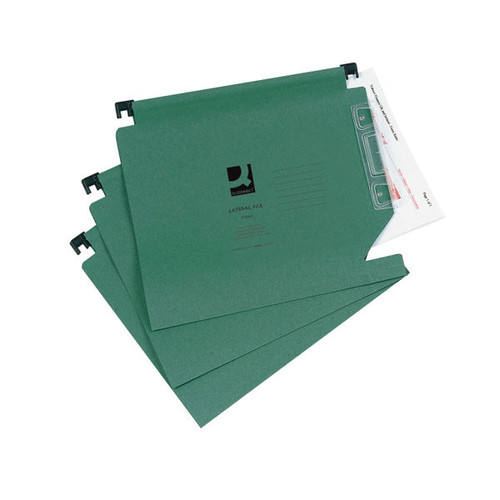 Q-Connect 15mm Lateral File Manilla 150 Sheet Green (25 Pack)
