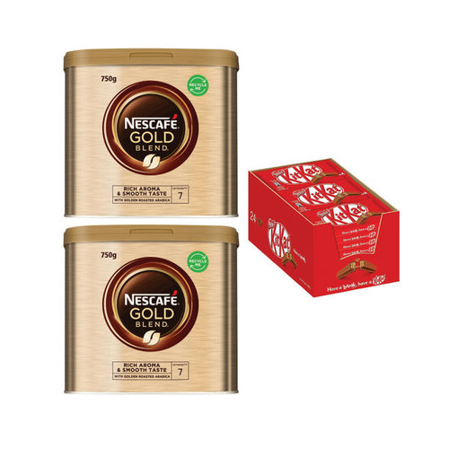 Buy 2 Tins of Nescafe Gold Blend 750g and get a case of 4-Finger KitKat x24 Pack Free