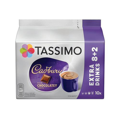 Tassimo Cadbury Hot Chocolate 240g 5x10 Pods (Pack of 50) 4058265 Tassimo Cadbury Hot Chocolate 240g 5x10 Pods (Pack of 50) 4058265