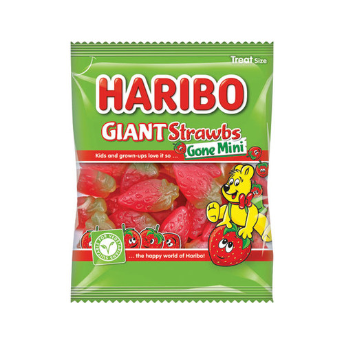 Haribo Strawbs Gone Mini Bags 16g (Pack of 100) 6954 Haribo Strawbs Gone Mini Bags 16g (Pack of 100) 6954