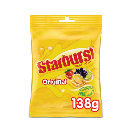 Starburst Chewy Sweets Fruit Flavour Pouch Bag 138g (Pack of 12) 124830 Starburst Chewy Sweets Fruit Flavour Pouch Bag 138g (Pack of 12) 124830